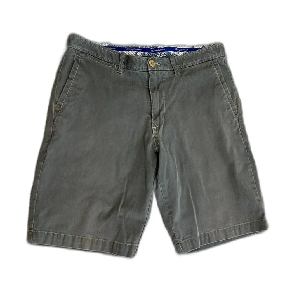 Tommy Bahama Men's Washed Gray Micro Corded Flat Front Chino Shorts Size 32
